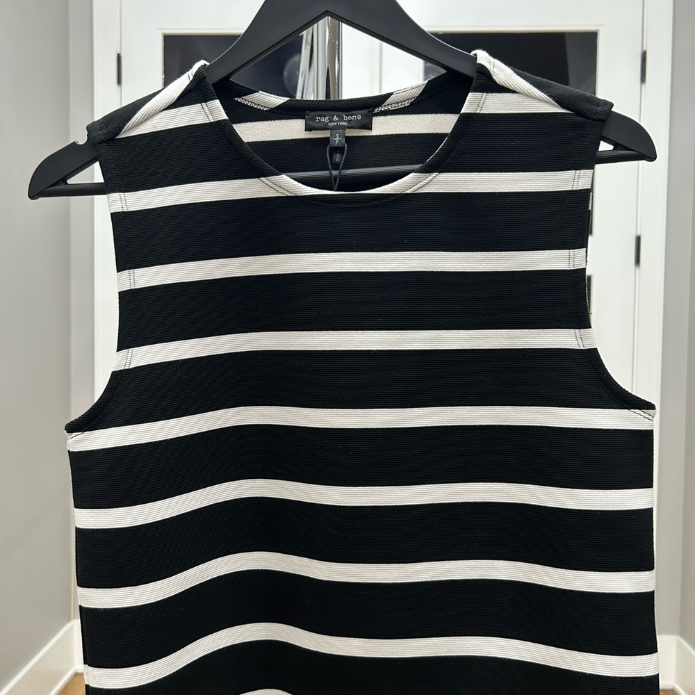 RAG & BONE Black and White Striped Sleeveless shirt - Picture 3 of 3